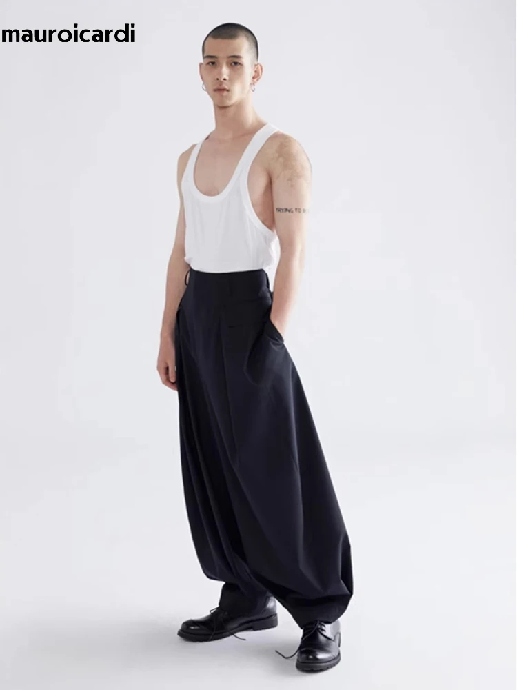 Men Mauroicardi Autumn Loose Casual Lantern Baggy Pants Luxury Designer Streetwear Oversized Trousers