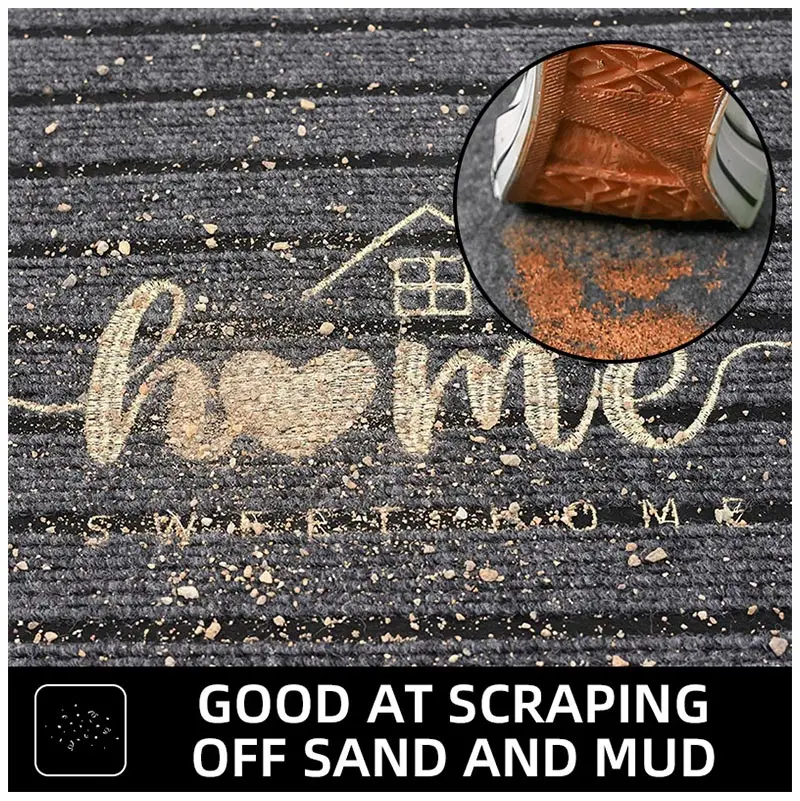 Striped Door Mat - Machine Washable Soft Absorbent Floor Carpet for Bathroom Entrance