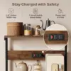 Kitchen Bakers Rack with Power Outlet, Coffee Bar Table 4 Tiers, Kitchen Microwave Stand with 6 S-shaped Hooks 3
