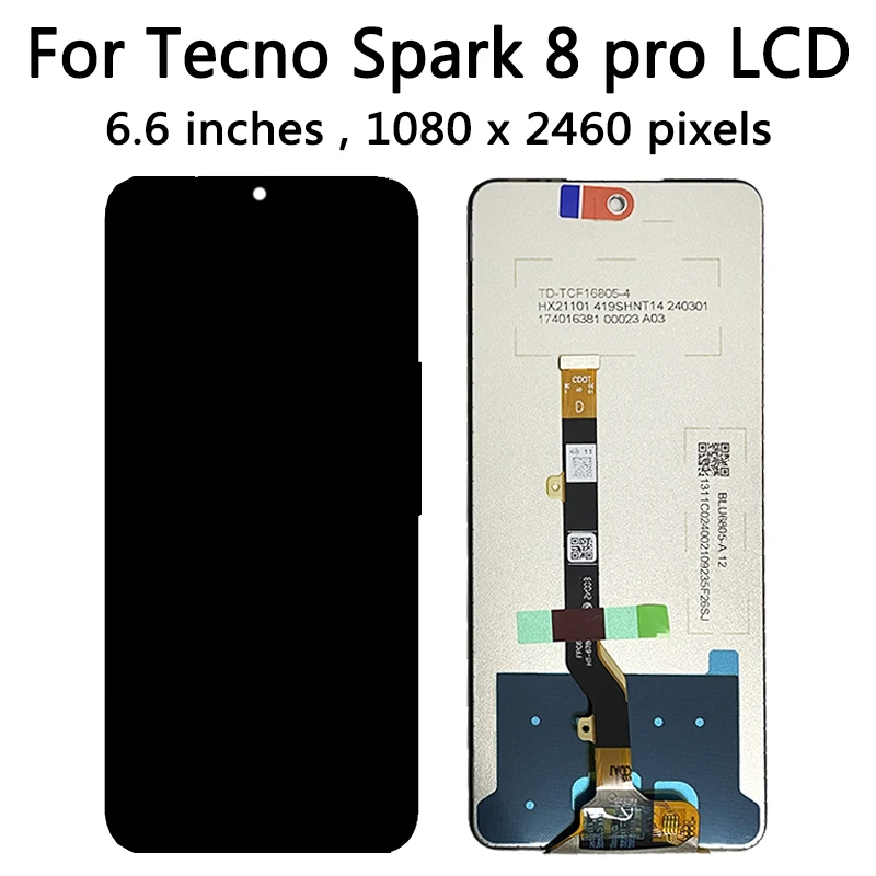 New Screen Replacement For SPARK 8T Phone TFT Display Touch Screen