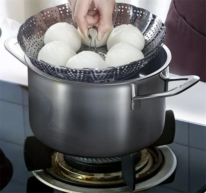 Folding Stainless Steel Steamer Basket Food Cooker