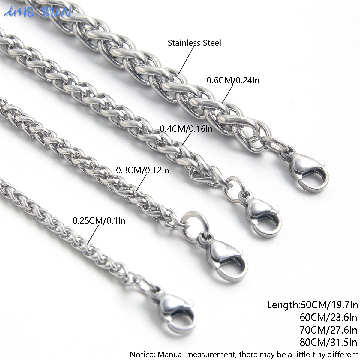 3/4/6MM Stainless Steel Flower Basket Chain Necklaces Silver Color Braided Wheat Chain For Women Men Minimalist Jewelry