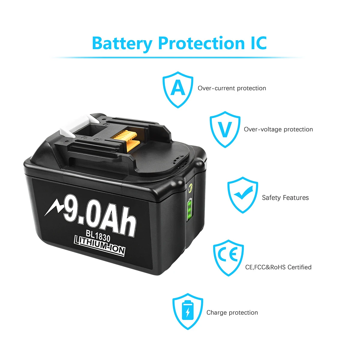 2022 Upgraded 9A/3A/6A for Makita 18V Battery BL1830B BL1850B BL1850 BL1840 BL1860 BL1815  Replacement Lithium Battery
