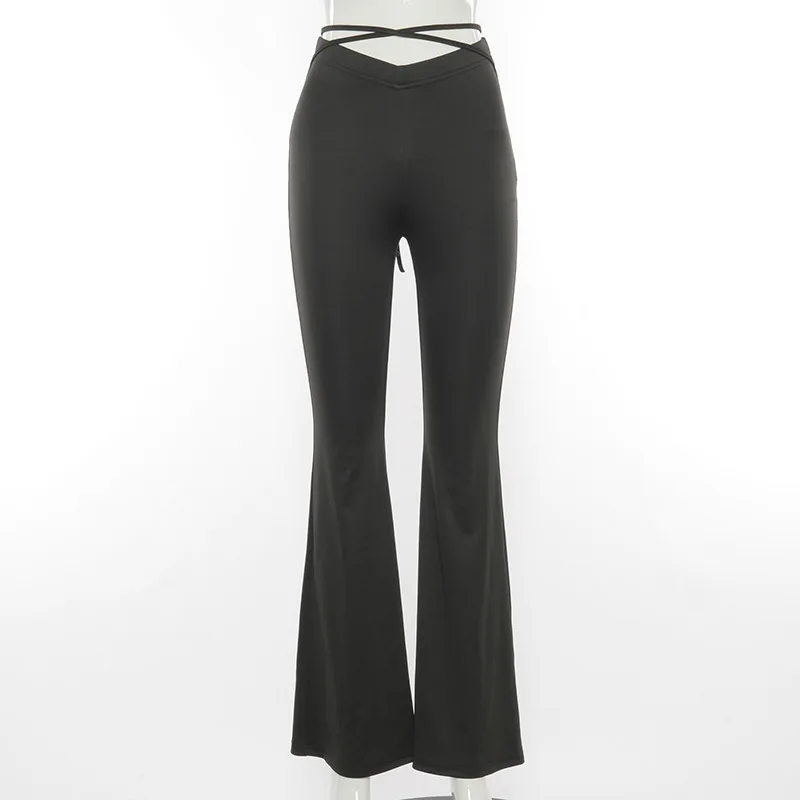 Elasticidade de Cintura Primavera Outono Sexy Cintura Recortada Umbigo Cruz Cinta Queimado Calças Femininas Casual Alta Finas 2022 v 15 Computers & Electronics