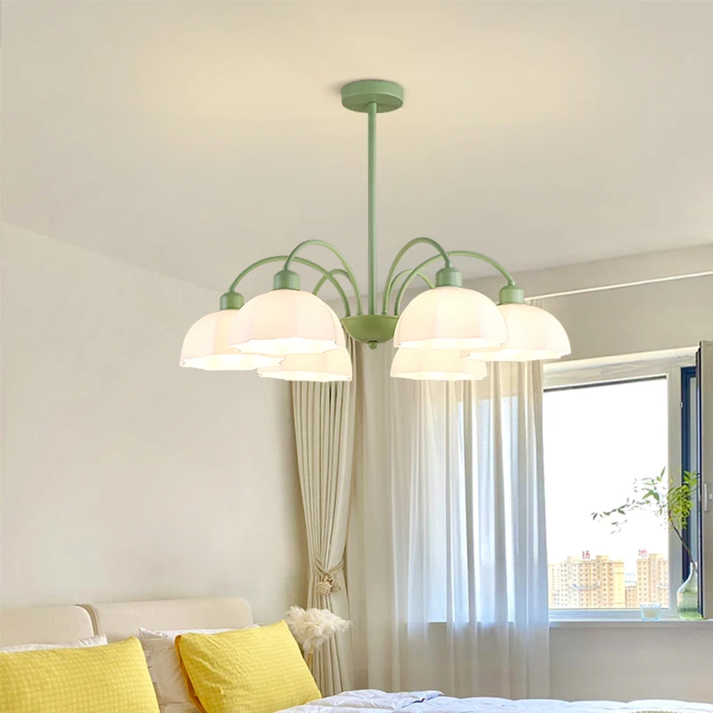 

Скандинавская стеклянная подвесная люстра в виде розы, современный светодиодный светильник для гостиной, спальни, прикроватного столика, лестница