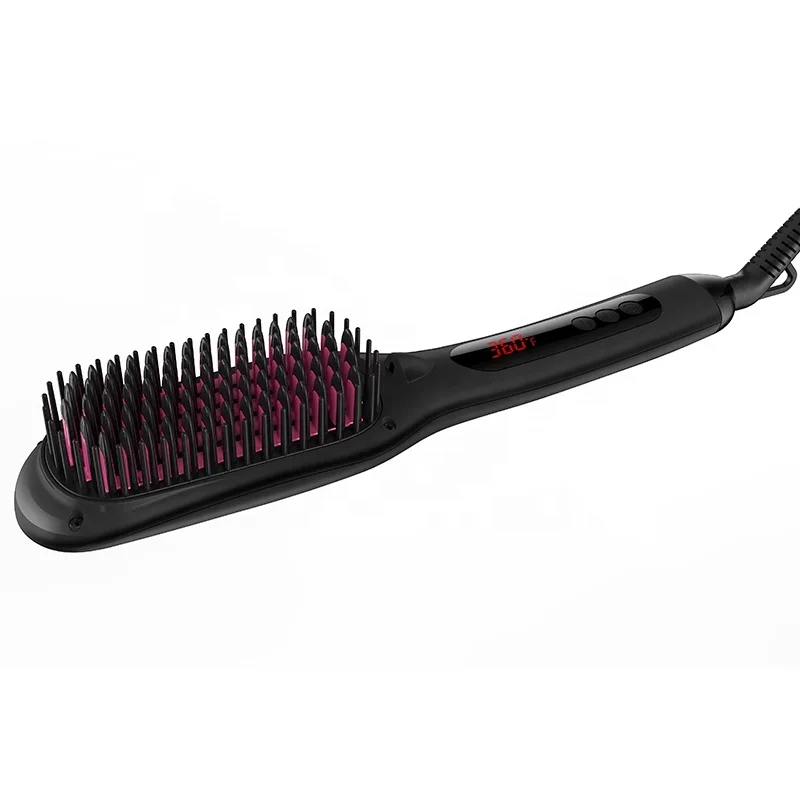 LED Negative Ion Straight Hair Straightener Brush Hot Electric Beard Straightener Comb PA46 Colors