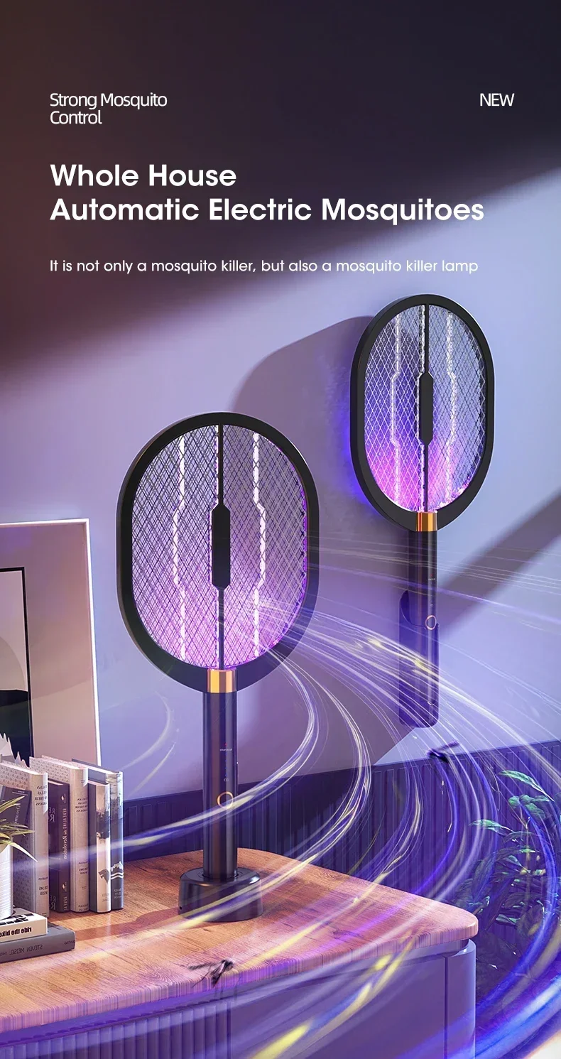 Description Picture 2 of itemNew Electric Mosquito Killer with UV Lamp Handheld Electric Mosquito Swatter Household Outdoor Fly Swatter 3000V Mosquito Killer