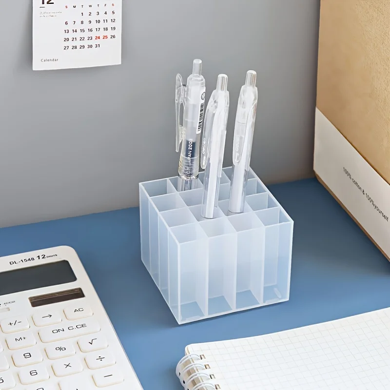 1pc Transparent Plastic Pen Holder for Desk Office Pencil Organizer 2