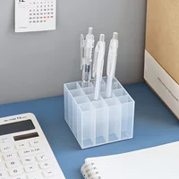 1pc Transparent Plastic Pen Holder for Desk Office Pencil Organizer 2