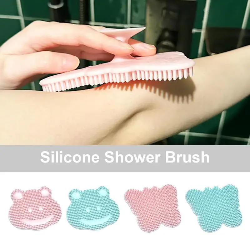 

Silicone Shower Brush Exfoliating Shower Massage Scraper Easy To Use Manual Frog And Butterfly Shape Scrubber Bathroom Accessory