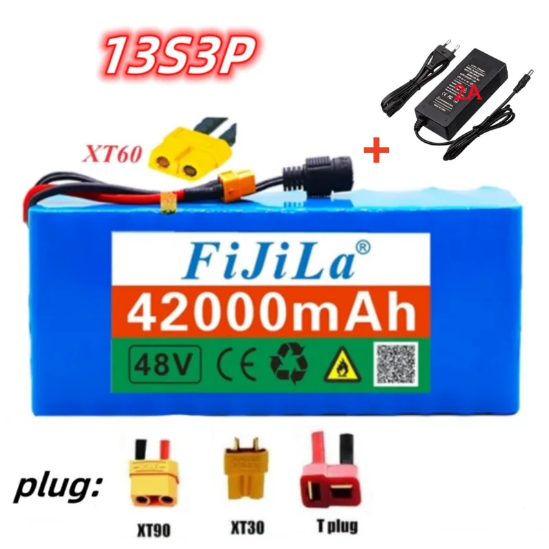 

13S3P 18650 48V Battery 42000mAh Pack 1000W High Power Ebike Electric Bicycle BMS with +54.6V 2A Charger