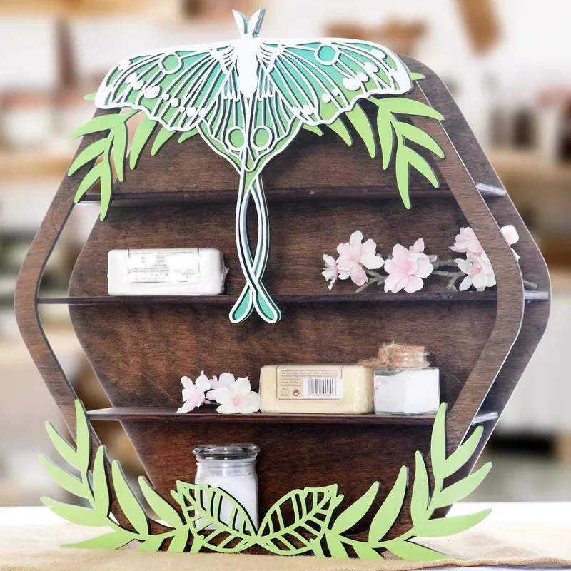 

Butterfly Crystal Shelf Bathroom Bedroom Wooden Dragonfly Essential Oil Shelf Wall Decoration Aesthetic Room Decor Wall Shelves