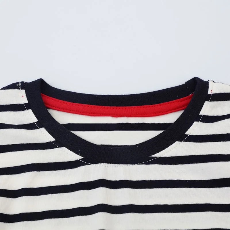 Little maven Autumn Cartoon Excavators Long Sleeves Stripe T-shirt Cotton Tops Boys Kids Clothes Children's Clothing 3