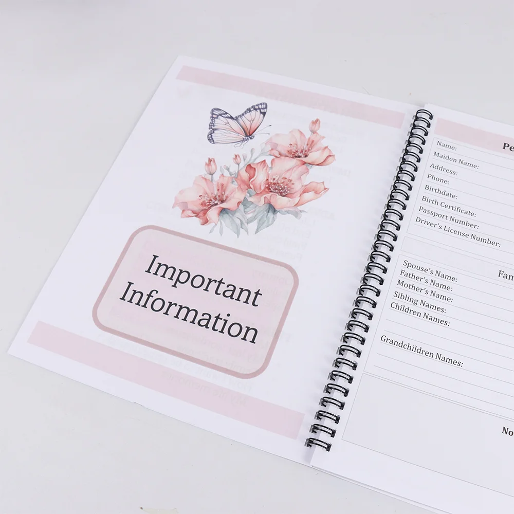 vintage design planner End of life planner guide to organizing property insurance important documents written in Eng