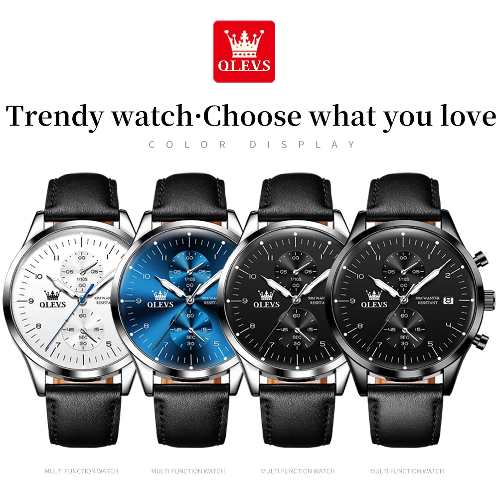 OLEVS أفضل ماركة ساعات رجالية فاخرة أصلية كوارتز ذ...
