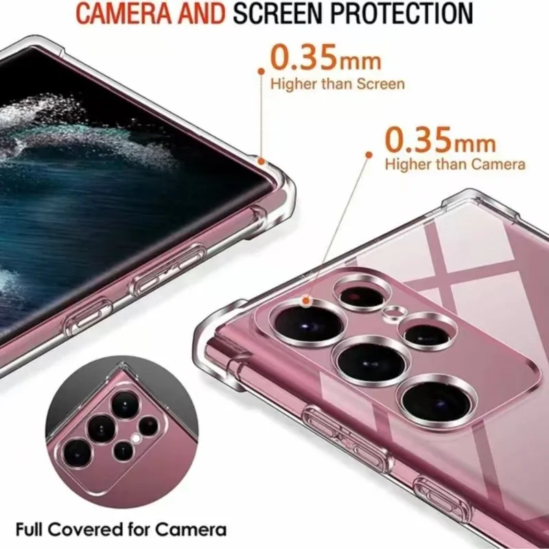 Clear Shockproof Protective Case with Camera Guard - Soft Back Cover