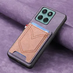 Luxury Leather Magnetic Card Cover Case with Back Panel - Moto G96 5G (PURPLE)