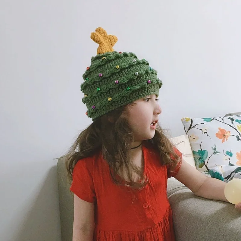 New Parent-child Hat Western Christmas Adult Children's Hat Christmas Tree Star Wool Hat Autumn and Winter Warm Gifts