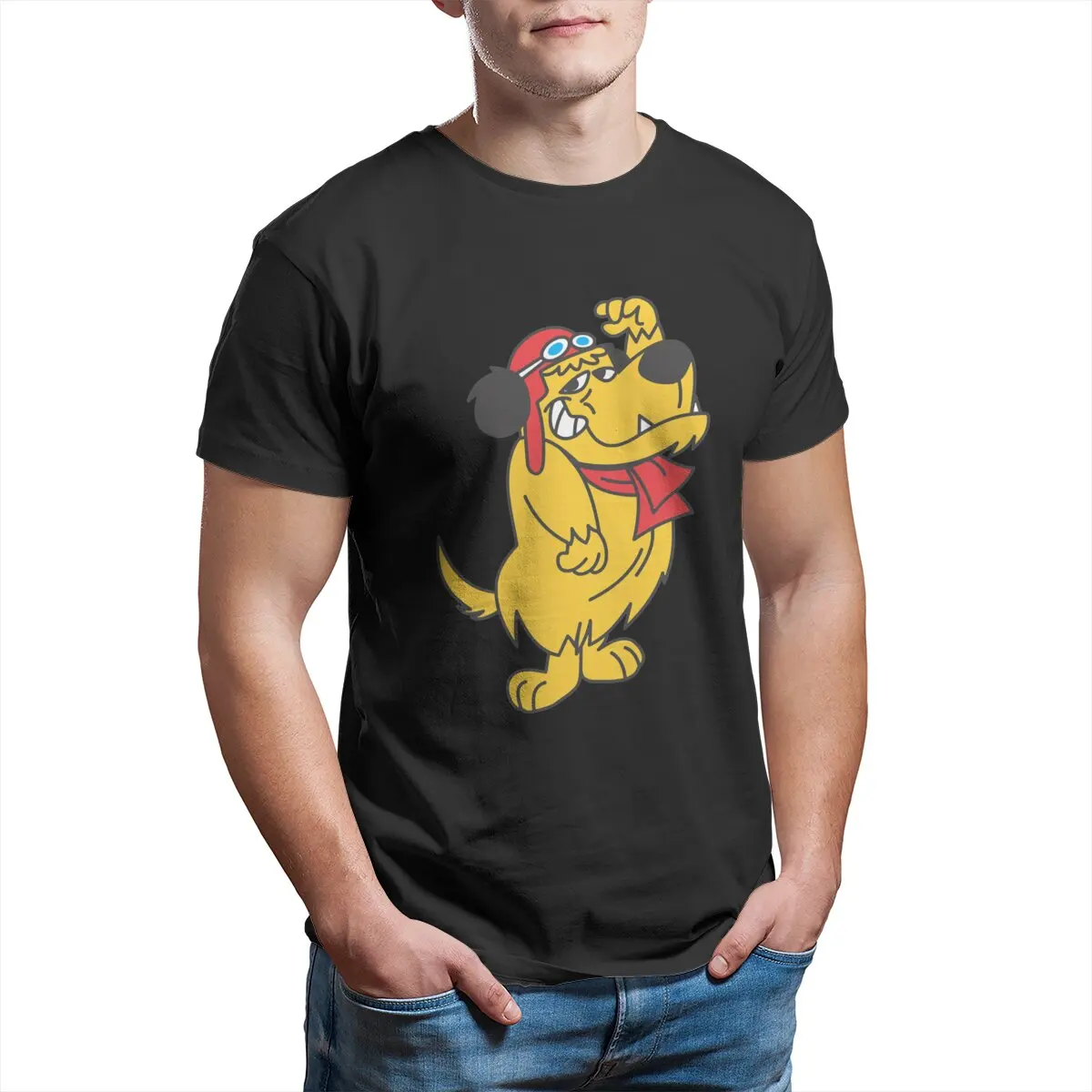 Casual Mutley Muttley Cartoon Che Ride Ride Dog T-Shirt Per Uomo Girocollo In Cotone T-Shirt Manica Corta T-Shirt Stampata Vestiti