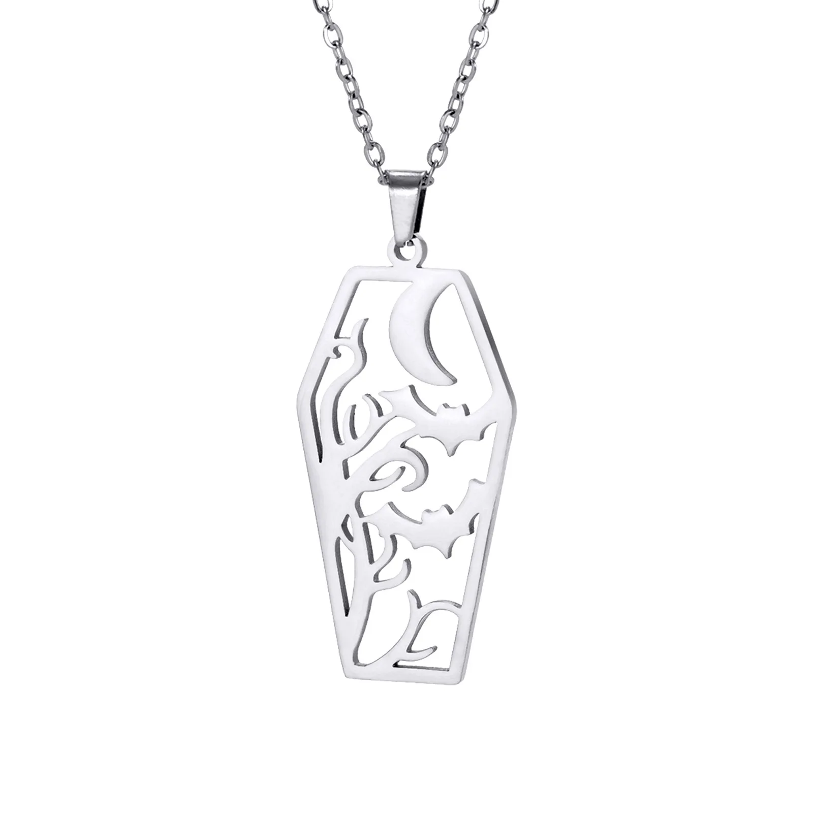 

Titanium steel fashion accessories creative personality tree bat pendant men and women stainless steel necklace