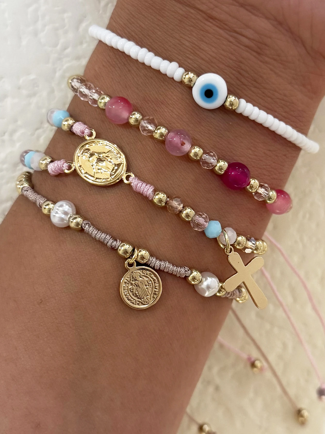 Creative Fashion Handmade Rope Devils Eye Beads Womens Bracelet Set