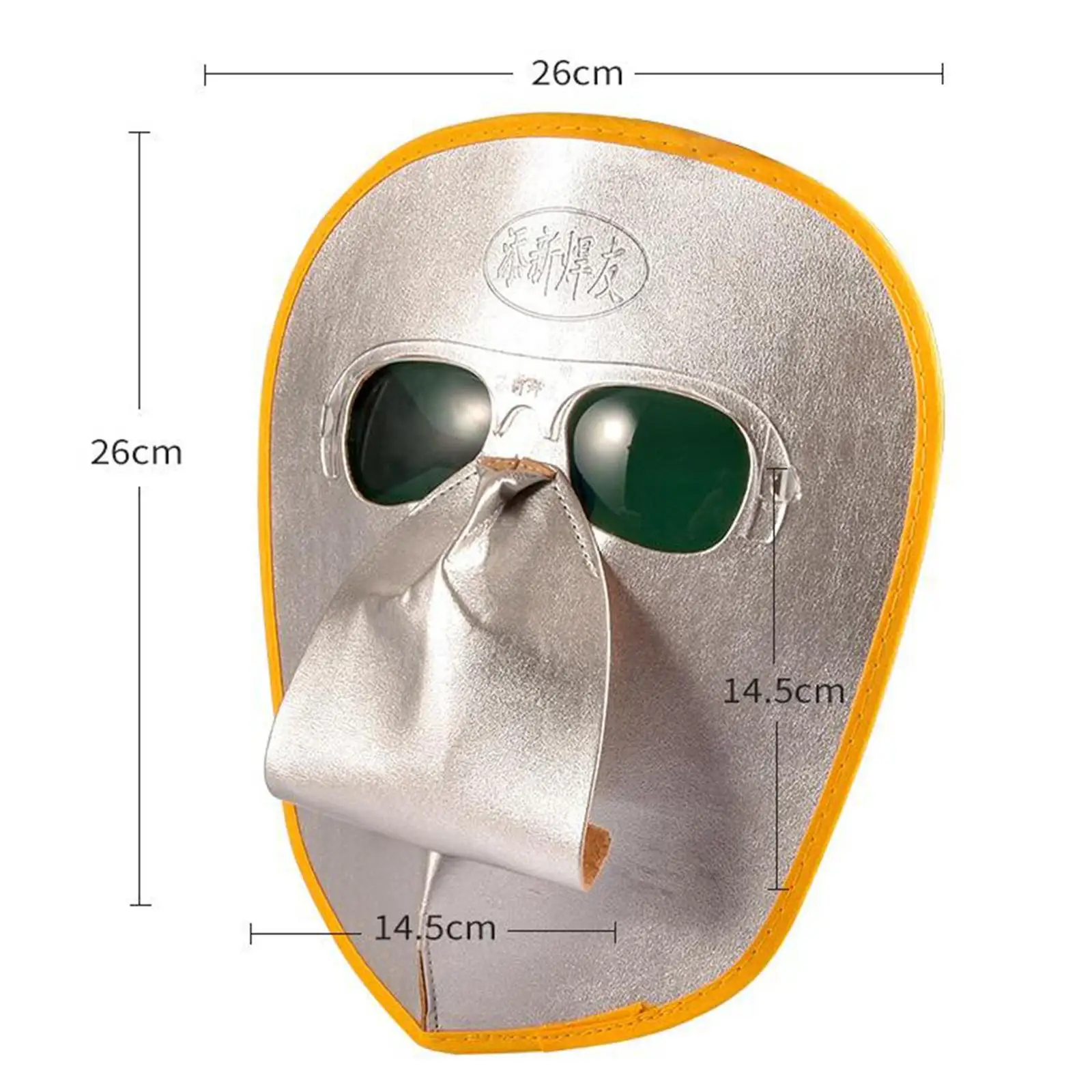 Welding Face Protection Set Heat Insulation Leather Welding Mask and Welding Goggles for Metal Casting Cutting Welding Workers