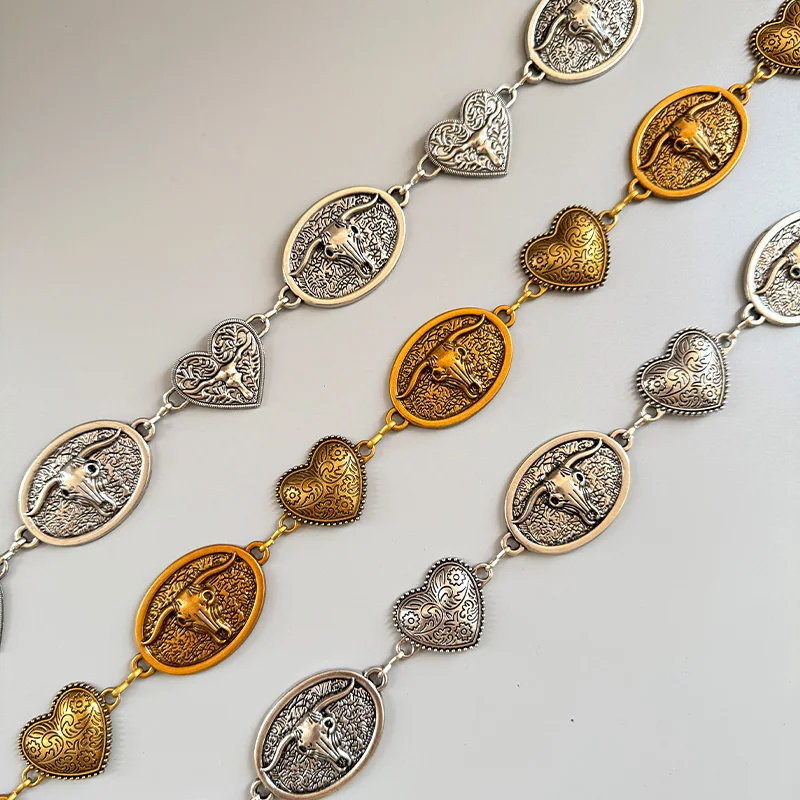 Western Cowboy Pferde-Bullen-Taillenkette, Vintage Boho Kettengürtel, Verstellbarer Körperschmuck, Kleidergürtel für Frauen, Alltagsgebrauch