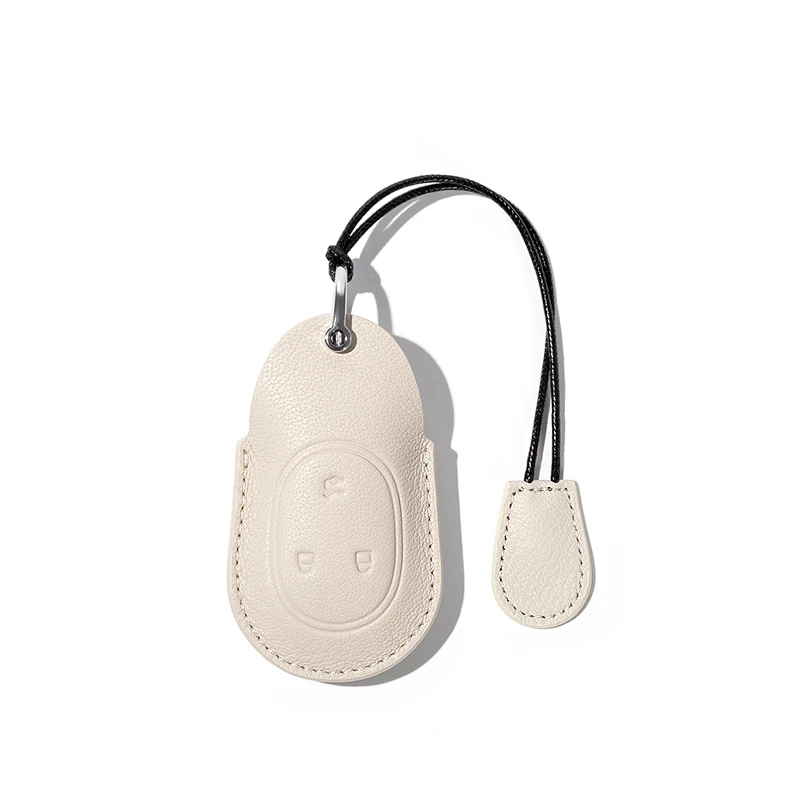 

Suitable For NIO ET5 ET7 Off White + Taro Purple Goat Skin Leather Car Remote Key Case Cover