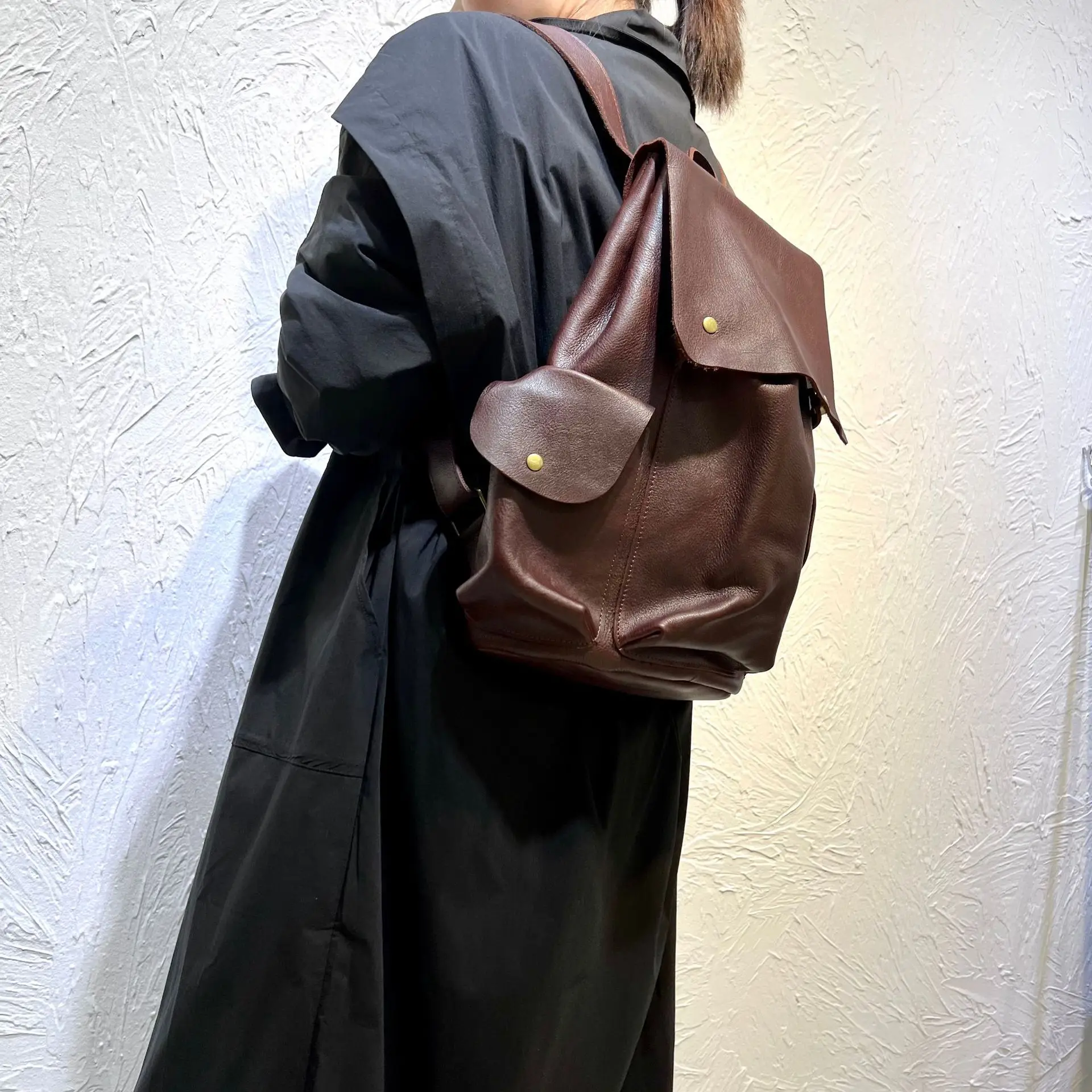 New Women And Men Head Genuine Leather Shoulder Backpack Vintage For Student Large Capcity Bags