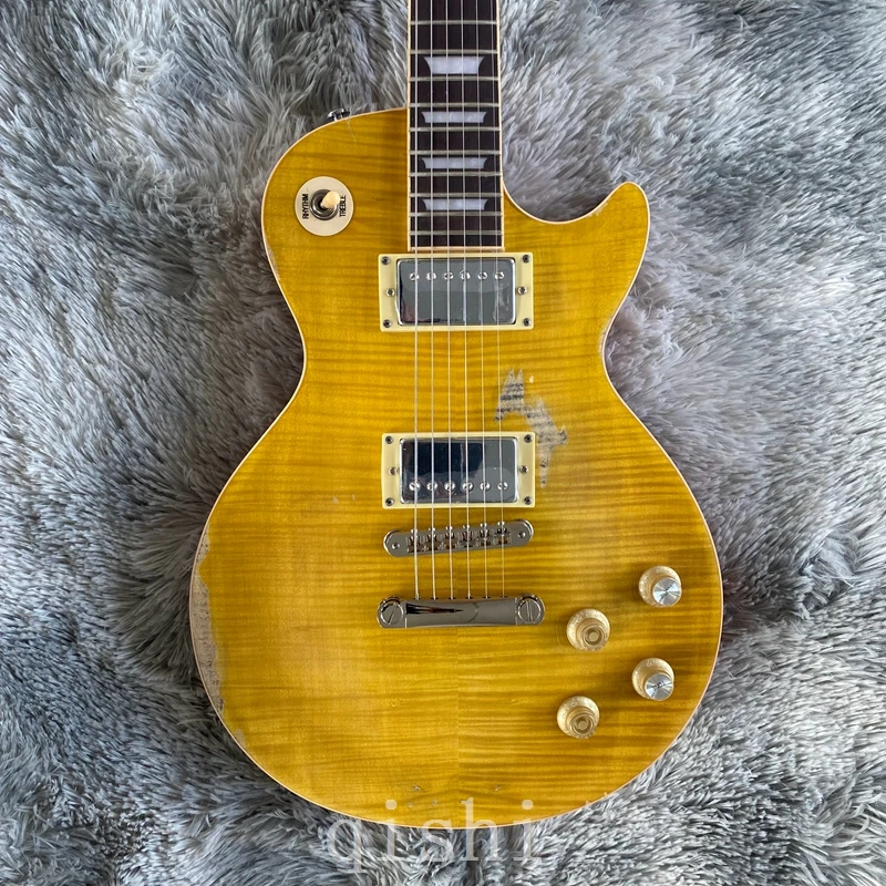 

Custom Shop Gary Moore Peter Green Flame Maple Top Relic Electric Guitar fret binding Tribute Aged 1959 Smoked