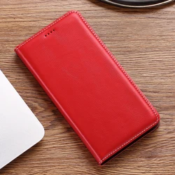 Elegant Real Leather Phone Case with Kickstand and Card Pocket Flip Cover - Moto G23 (Red)