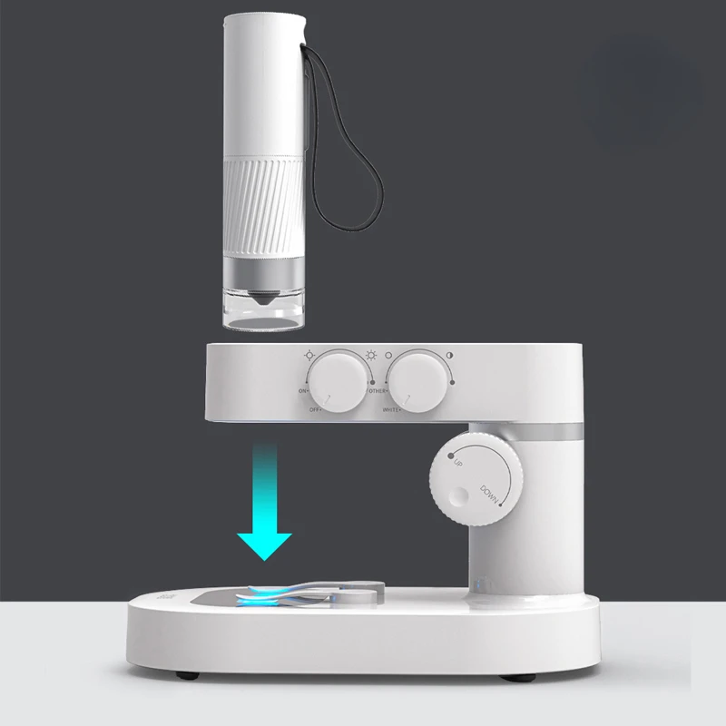 WhiteDesktopPortableMicroscopeHandheldIntelligentMiniMicroscopeforTeachingExperimental