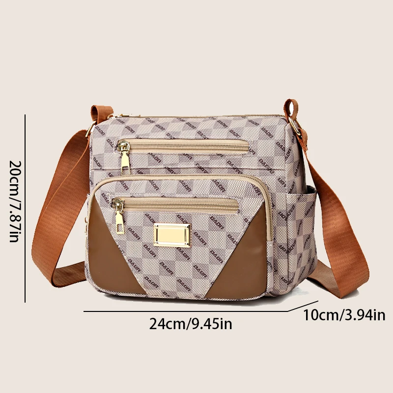 Ladies' soft leather shoulder bag with multiple layers, mailman shoulder bag, luxury designer ladies' handbag and wallet