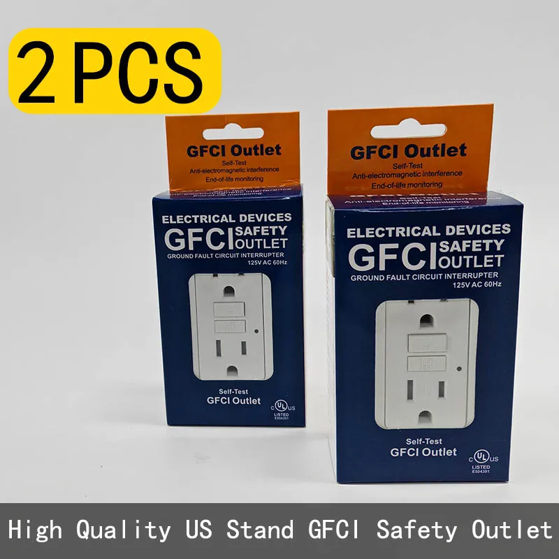 

2 PACK Socket US Wall Outlet WR GFCI Receptacle Outdoor Outlet UL CUL