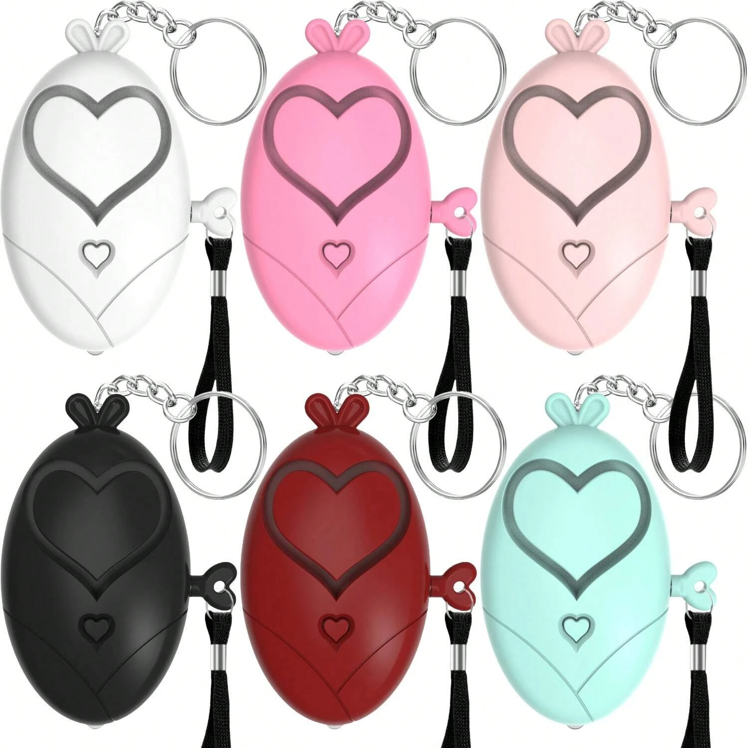 Heart Shaped Personal Safety Alarm - 130DB Portable Keychain Siren