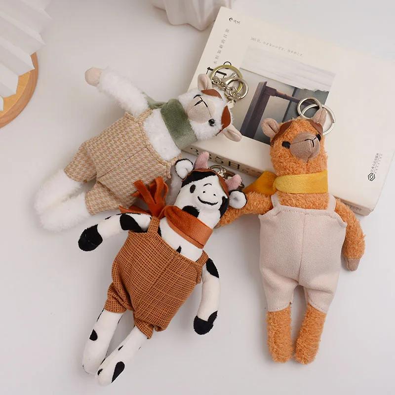 

15cm Cartoon Cute Alpaca Plush Toys Anime Stuffed Animals Cow Plush Keychain Pendant Doll Kids Backpack Hanging Children Gifts
