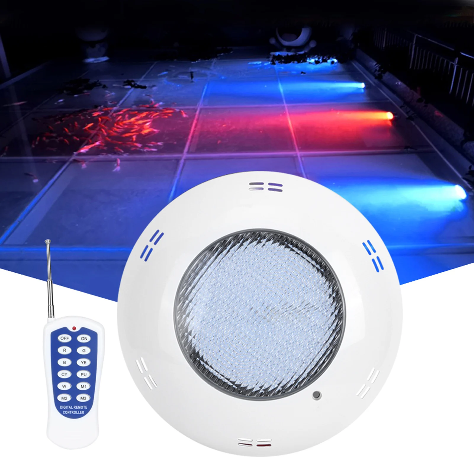 45W 12V 460LED RGB Wall Mounted Submersible LED Light for Swimming Pools IP68 Waterproof  Remote Control Underwater Lamp