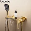 Bathtub Shower Faucet Single Handle Spout Mixer Tap With Hand Shower Wall Mount Platform Bath Mixer Water Faucet Wall Mounted 1