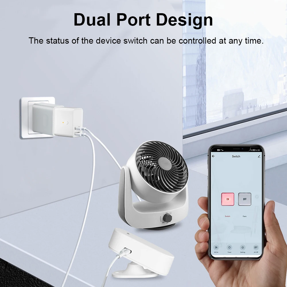 Tuya Smart Dual USB Adapter Plug WiFi/Zigbee Version 2Gang Timing Adptor Smartlife APP Control Works With Alexa Google Home power plug adapter power socket adapter conversion plug plug conversion socket wall charger adapter universal socket adapter phone charger plug