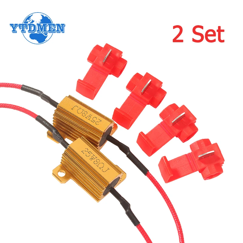 2 Set Load Resistor 25W 50W Aluminum Shell Power Resistor 5ohm 6ohm 8ohm 10ohm 24ohm 50ohm 100ohm for Car Turn Signal Lamp Flash 100pcs 25w 6ohm gold fuse led bulbs high power fog turn brake signal load resistor wiring canbus no error fix flash blink hyper