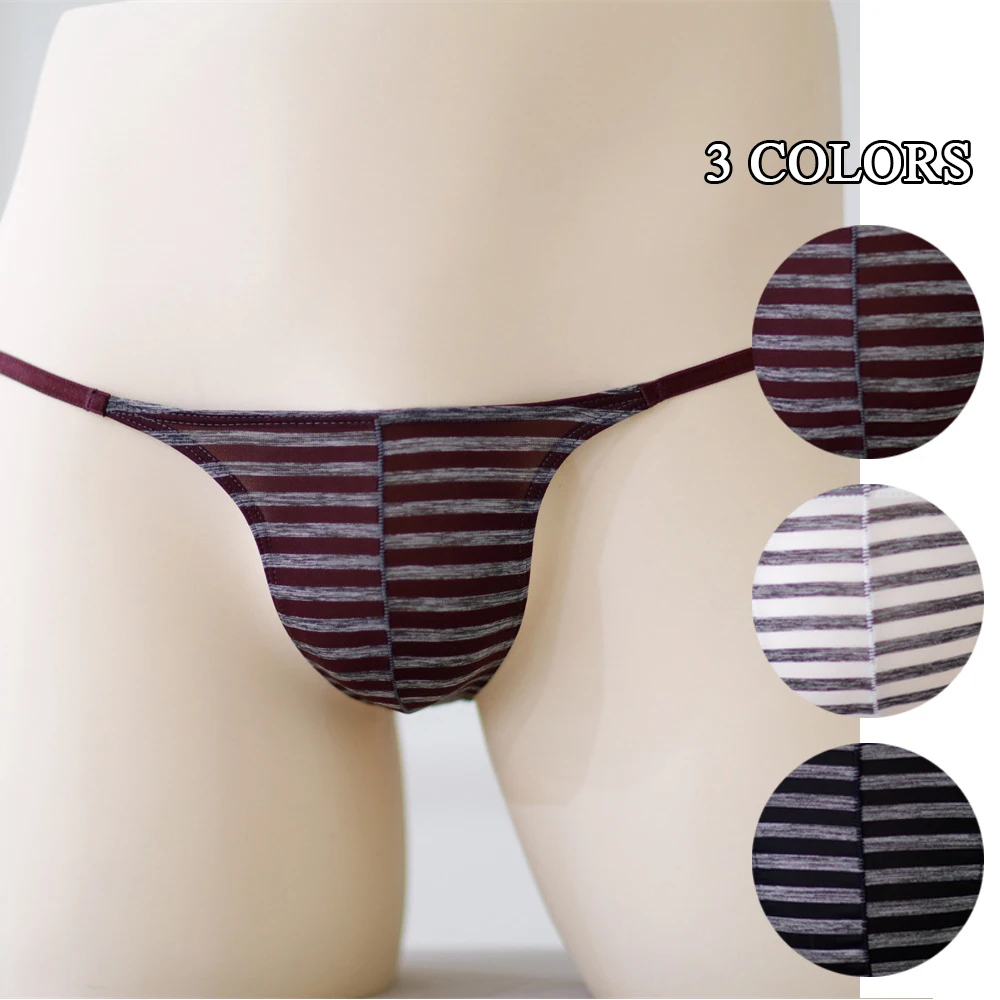 

Men Sexy Underwear Briefs Male Low Waist Striped Panties Breathable Thongs G Strings Gay Modal Bikinis Tangas Hombres Underwear