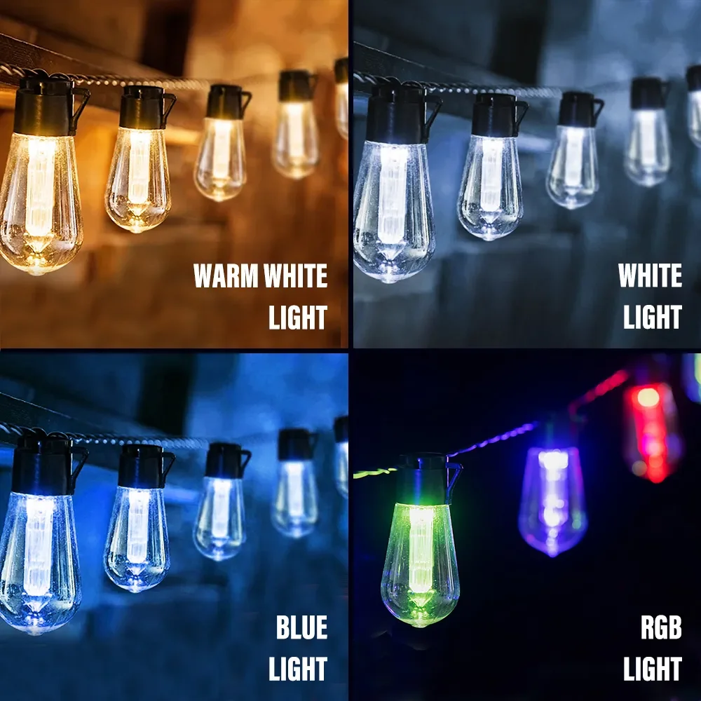 LED Solar String Lights IP65 LED Waterproof Outdoor Christmas Decoration Bulb Retro Holiday Garland Garden Furniture Fairy Lamp electric lantern oil lamp retro pony vintage halloween decor flickering light