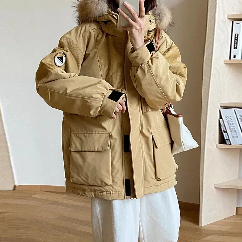 

Female Large Pocket Casual High Quality Hooded Girl Loose Warm Work Down Coat Women Winter Thickened Fashion Outdoor Parka