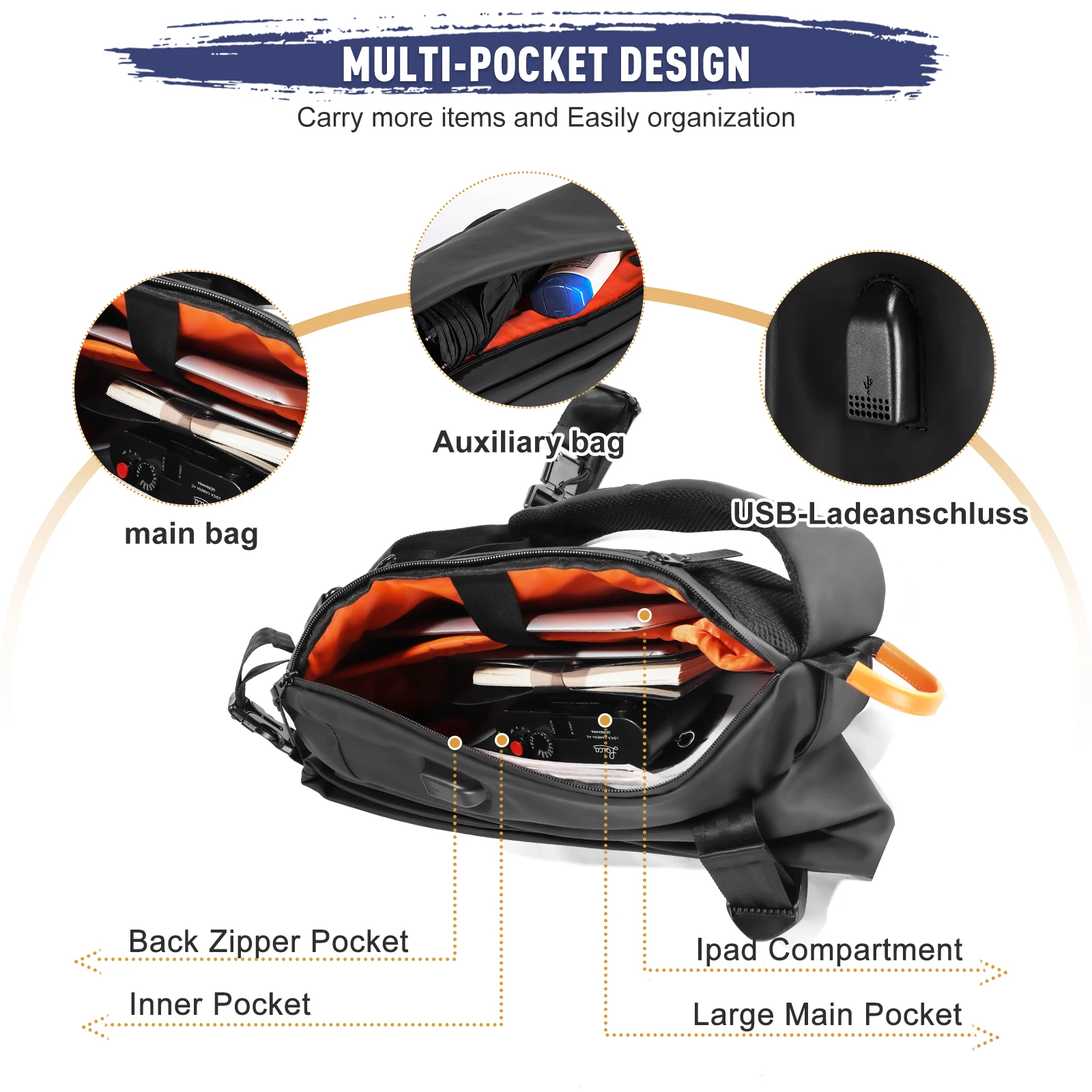 Men's Motorcycle Chest Bag Waterproof Cycling Bag Chest Pack Leisure Shoulder Bag, Travel Backpack for Hiking, Cycling, Travel