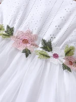 Robe en maille à manches courtes et col carré pour filles, avec broderie florale, idéale pour les fêtes et les cadeaux, pour les âges de 4 à 7 ans 3