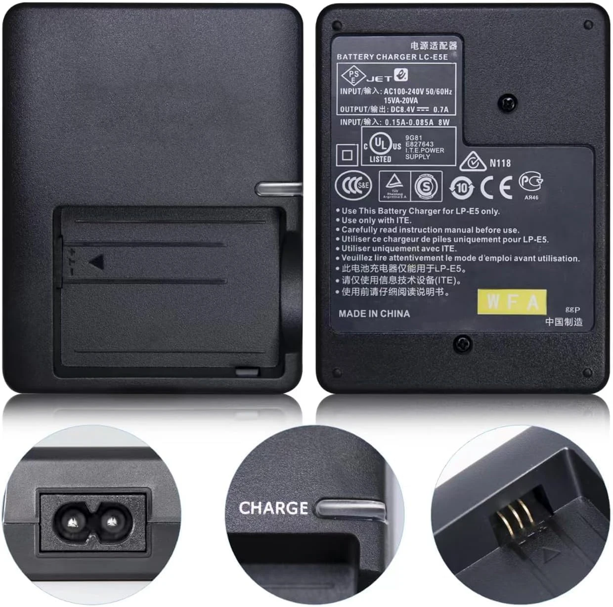 Universal Battery Charger for Canon LP-E5 Series Cameras