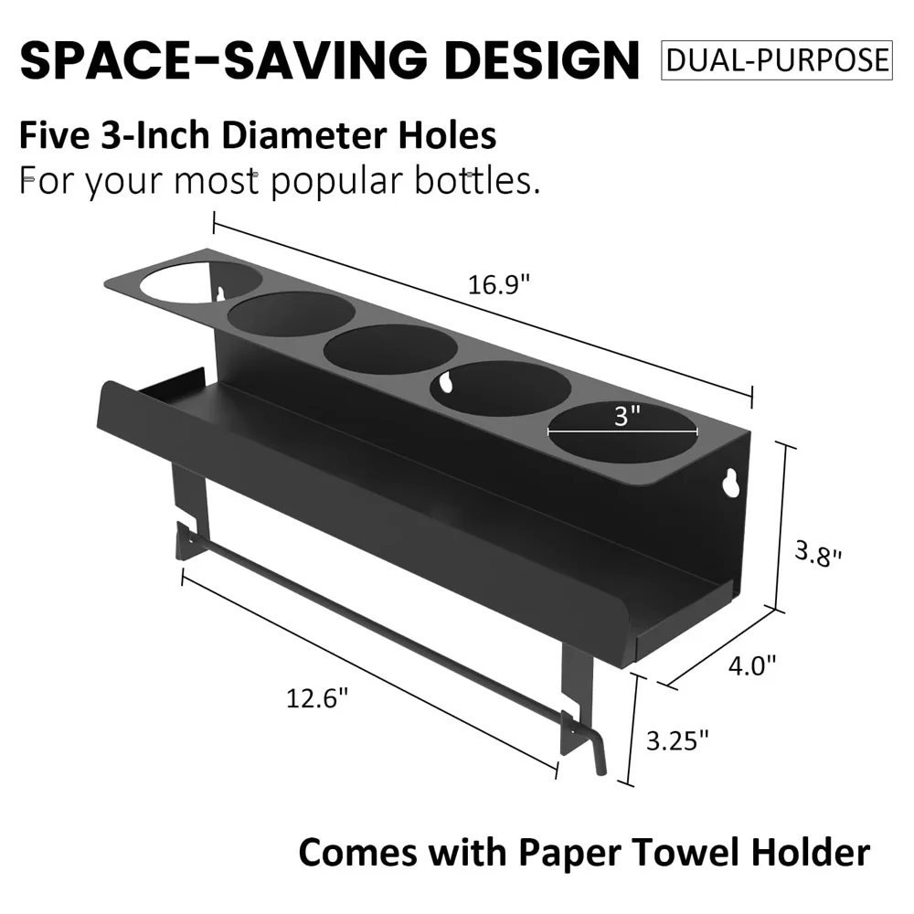 Garage Storage Shelves 5 Bottle Spray Can Holder Paint Bottle Storage Rack Garage Maintenance Spray Wall Hanging Organizer Rack Wall Mount Shelf