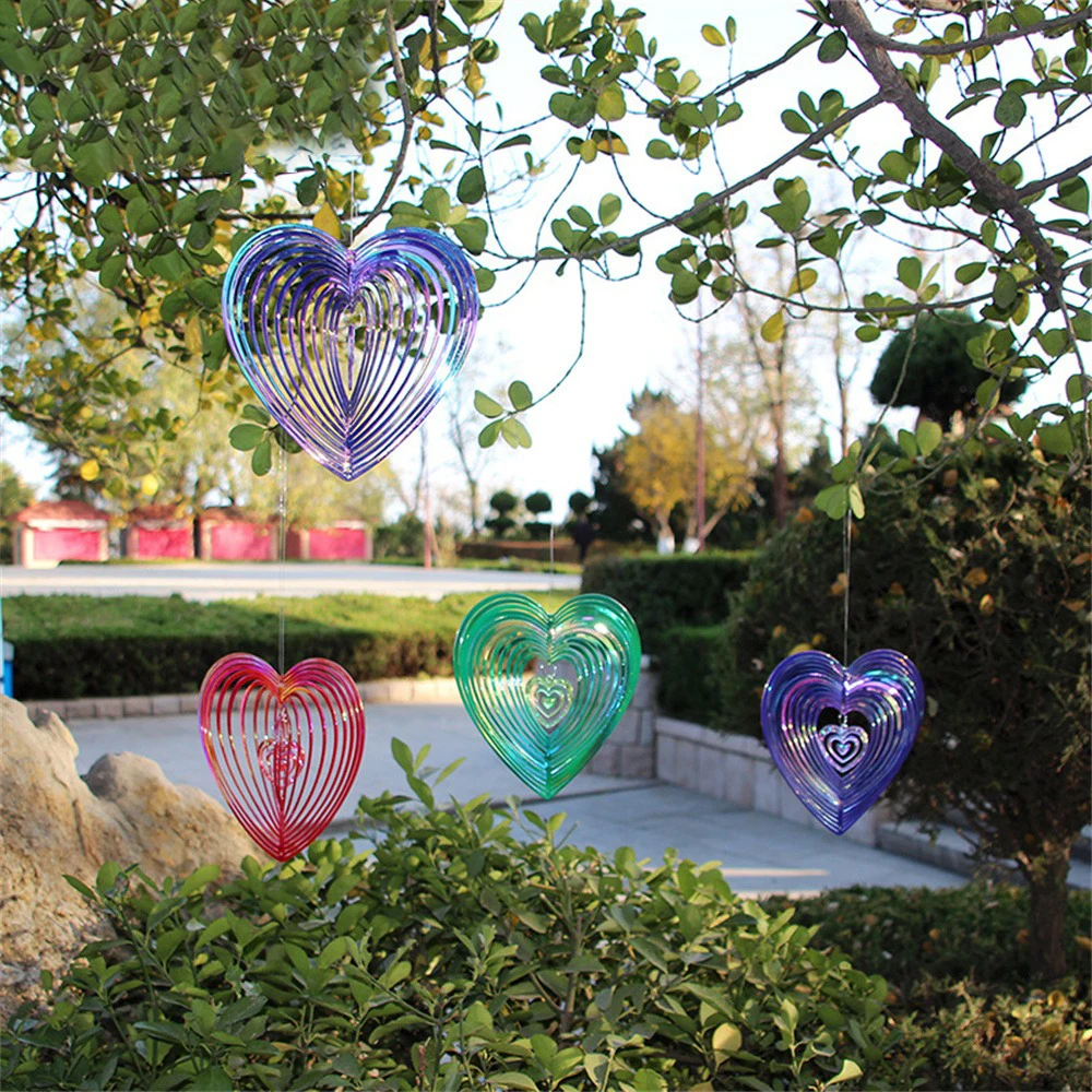 Description Picture 6 of itemGradient Color Wind Spinner Catcher Stainless Steel 3D Flowing Light Effect Wind Chimes Parts Outdoor Garden Yard Bedroom Decor