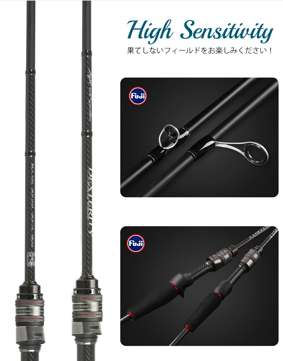 TSURINOYA Hochempfindliche Angelrute DEXTERITY II 1,89 m 632UL Abschnitt 2 Schnelle Aktion Ultraleichte AJING-Angelrute für Barschforellen – Detail 5