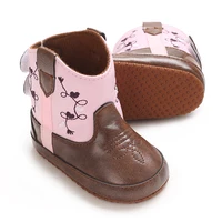 0-18M Retro Baby Boots PU Cute Printed Casual Baby Boots Embroidered Baby Boots Baby Walking Shoes 3